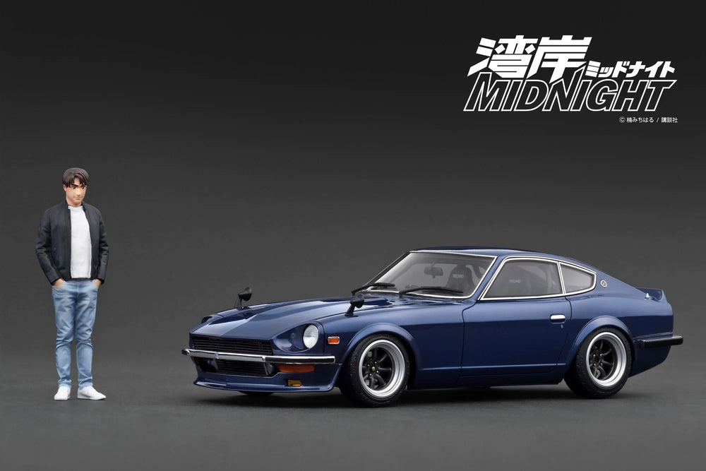 NISSAN Fairlady Z (S30) Blue 湾岸MIDNIGHT Devil's Z With Mr. Akio Asakura 1:18
