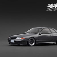 IG3595 NISSAN SKYLINE GT-R (R32) Gun Metallic 湾岸MIDNIGHT Reina's R With Ms.Reina Akikawa 1:18