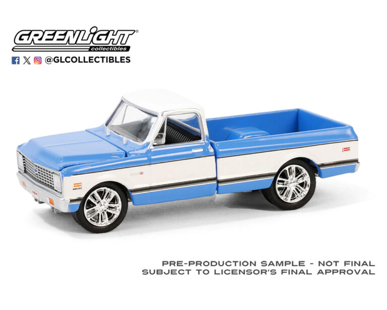 Greenlight 1:64 Barrett-Jackson Series 14 - 1971 Chevrolet C10 Super Cheyenne Custom Pickup – Blue (Palm Beach 2023) Solid Pack