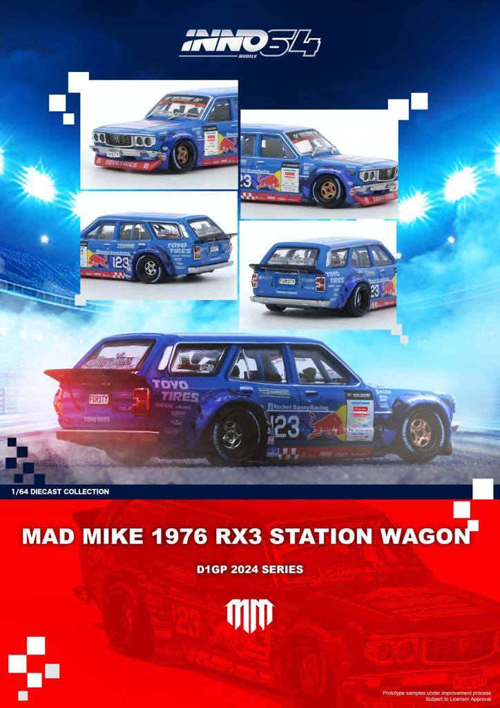 Inno64 MAD MIKE 1976 MAZDA RX3 Station Wagon  D1GP Series 2024