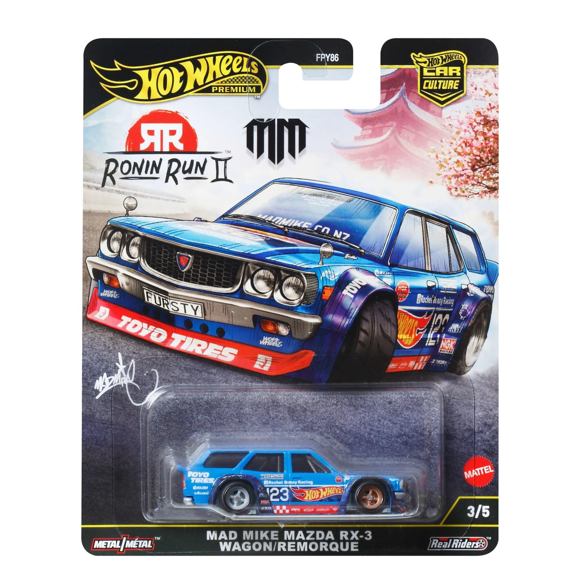 Hot Wheels Premium Car Culture Boulevards Mad Mike Mazda RX-3 Wagon/Remorque - Case of 10