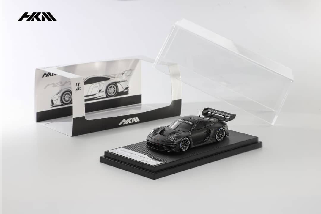 HKM 1:64 Diecast Model 911 (992) GT3 R Rennsport with Brumos Wing - Full Carbon Black Color