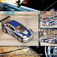 Ghost Player x Street Weapon 1:64 Diecast Model M3 E46 GTR NFS Silverblue Livery