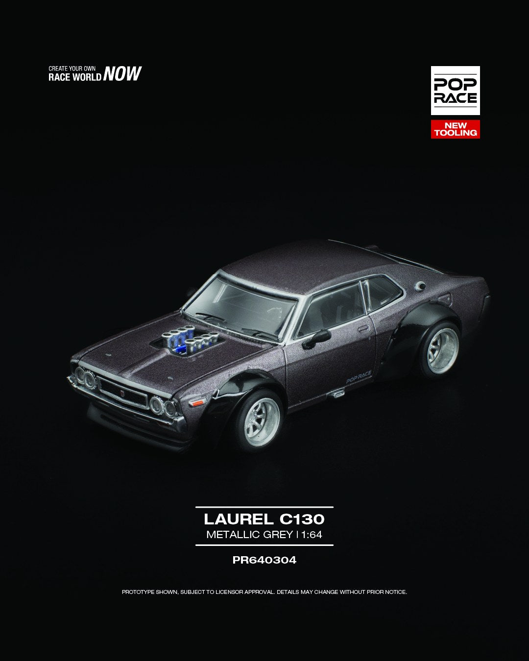 Pop Race PR640304 Nissan LAUREL C130 METALLIC GREY