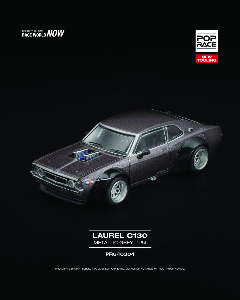 Pop Race PR640304 Nissan LAUREL C130 METALLIC GREY