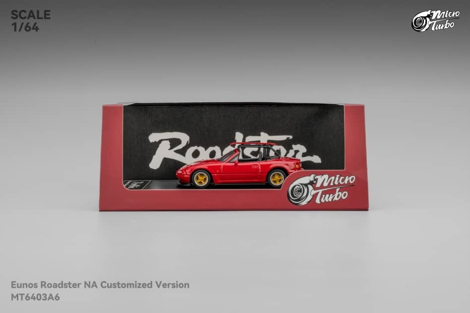 MicroTurbo MT 1:64 Diecast Model MX-5 Eunos Roadster (NA/Miata), Customized Camper Version Baked Paint Red Each comes with Roof-rack+Surfboard