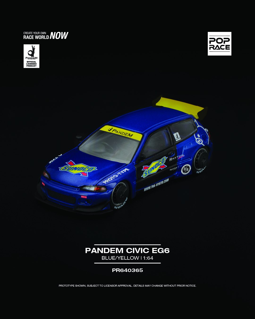 Pop Race PR640365 PANDEM CIVIC EG6 BLUE/BLACK