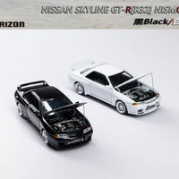 Focal Horizon FH 1:64 Diecast Model Nismo *S-Tune* Skyline GT-R R32 Open-Hood, Visible Engine Black and White 2 Car Set