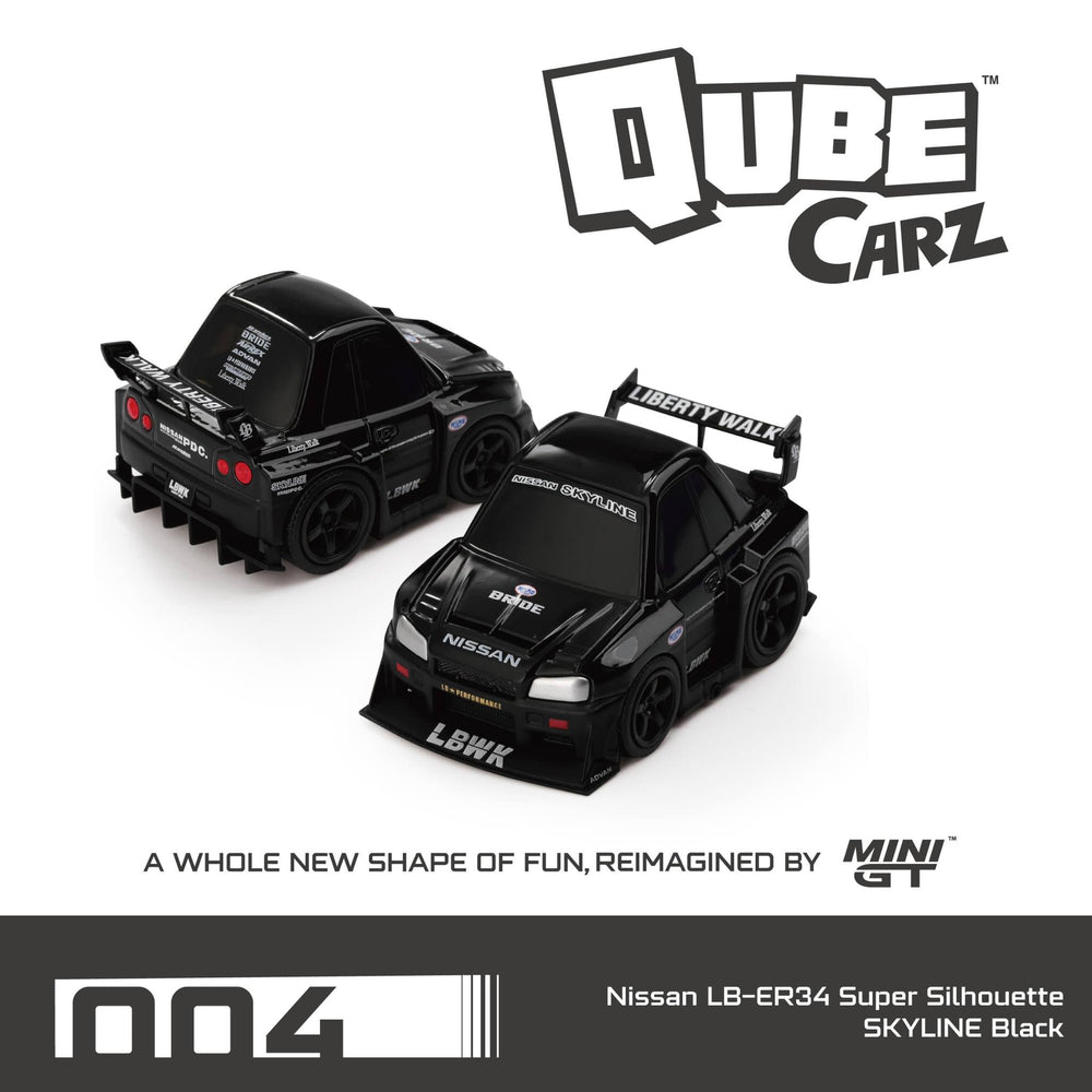 MiniGt QubeCarz Nissan LB-ER34 Super Silhouette SKYLINE Black /Blister packaging