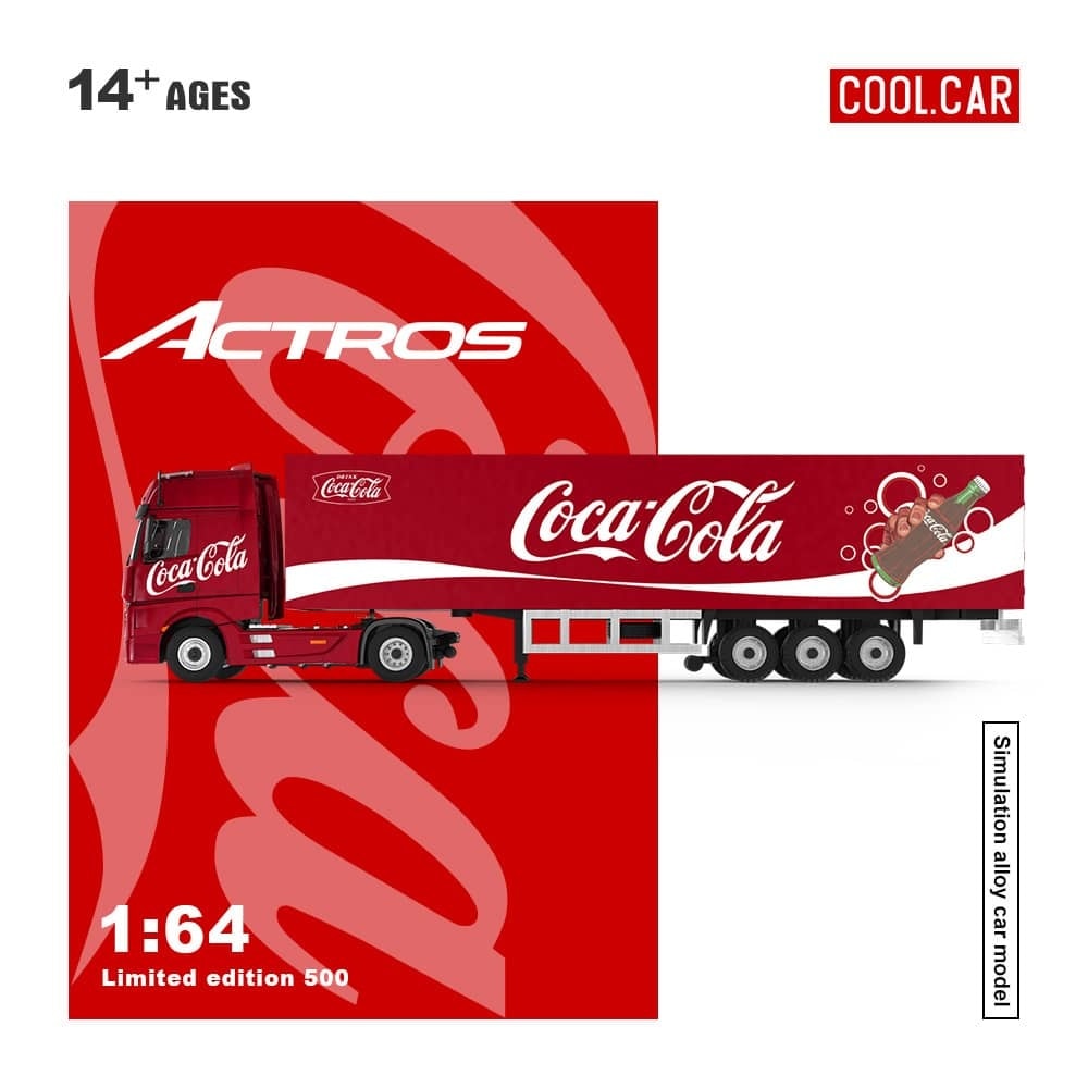 Cool Car x Time Micro TM x 1:64 Diecast Model Actros Container Truck A) Coca Cola(CC646735)