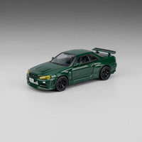 DM MODEL 1/64 Nissan R34 Hanging Card Board Diecast Model F. LL-044-238 Black(RHD)