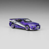 DM MODEL 1/64 Nissan R34 Hanging Card Board Diecast Model. B. LL-044-234 Candy Purple(RHD)