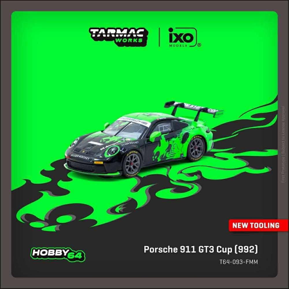 Tarmac Works 1/64 Scale, HOBBY64 Porsche 911 GT3 Cup (992) Fire Monkey Motorsport T64-093-FMM