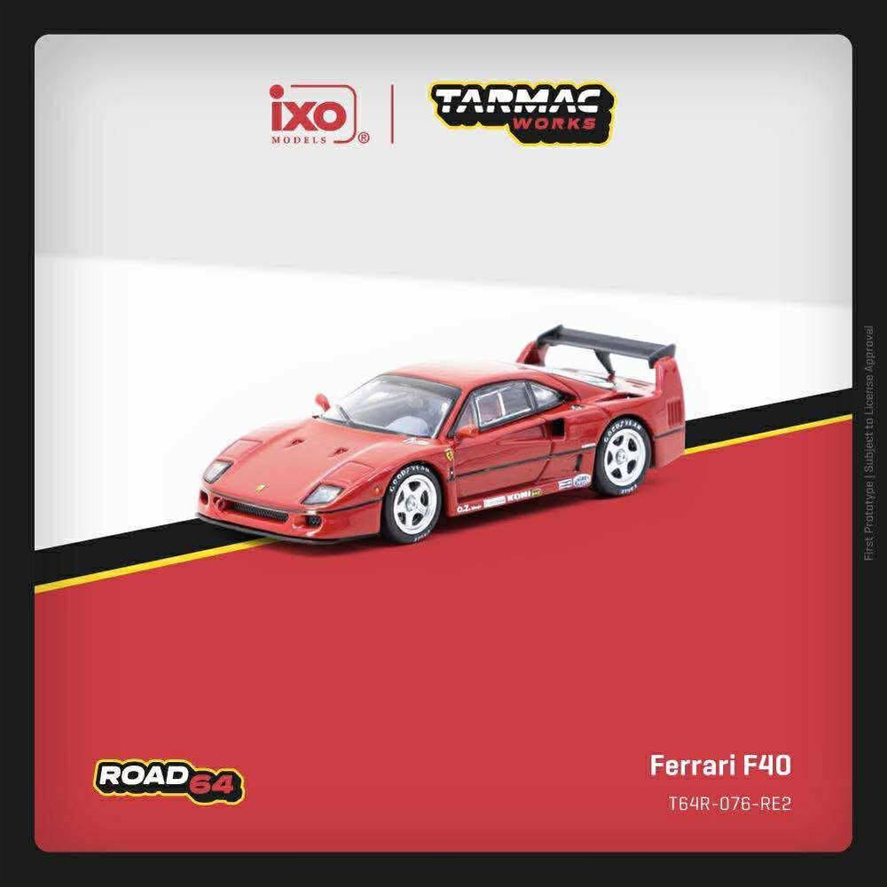 Tarmac Works 1/64 Scale, ROAD64 Ferrari F40 Red T64R-076-RE2