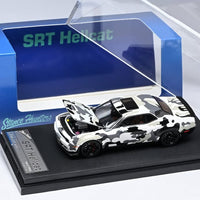 STANCE HUNTERS 1:64 Diecast Model Dodge Challenger SRT Hellcat Woodland Arctic Camo (White Black)