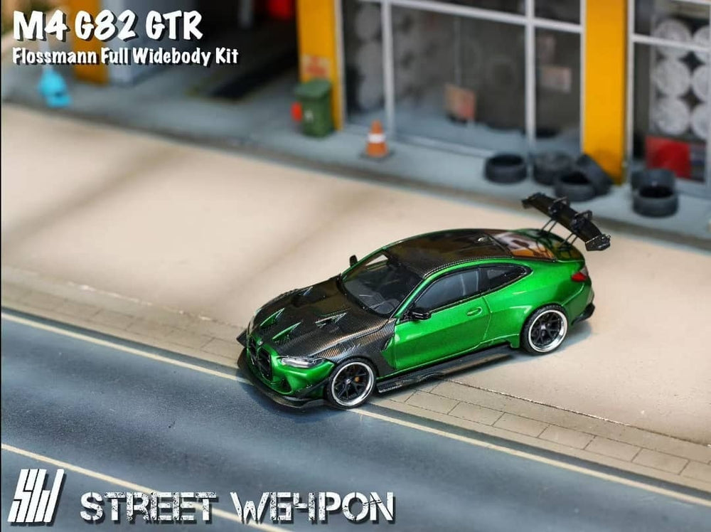 Street Weapon SW 1:64 Diecast Model M4 G82 GTR Edition, Flossmann Auto Design Widebody Modified. Color: Green