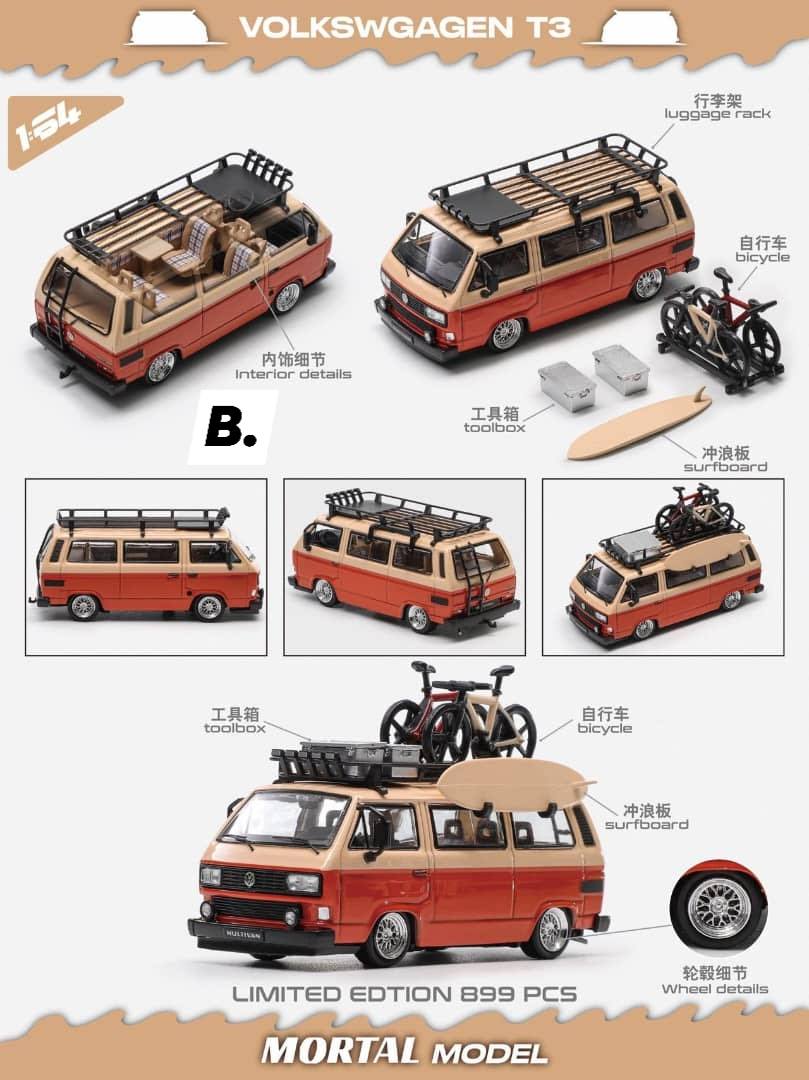 Mortal Volkswagen Type 2 T3 Carrera Bus B32 Lowride with Bbs wheels Orange-Pink