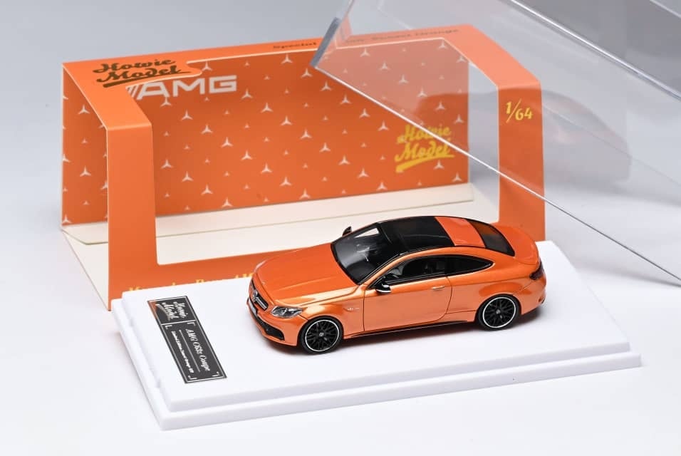 Howie Model HM 1:64 Diecast Model C63 S AMG Coupe(W205) Sunset Orange Color