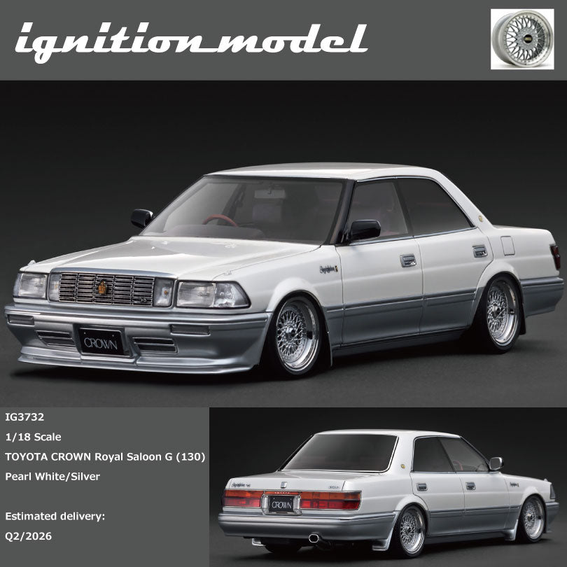 Ignition Model IG3732  1/18  TOYOTA CROWN Royal Saloon G (130) Pearl White/Silver