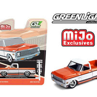 Greenlight 1:64 1972 Chevrolet C-10 Short Bed Custom – Orange with White Two-Tone – Mijo Exclusives