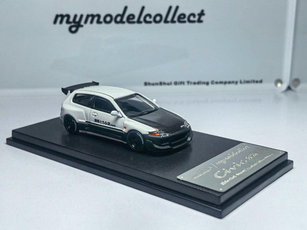 MC 1/64 1/64 CIVIC EG6 Diecast Model MC640013M Fujiwara Tofu Shop White Carbon livery