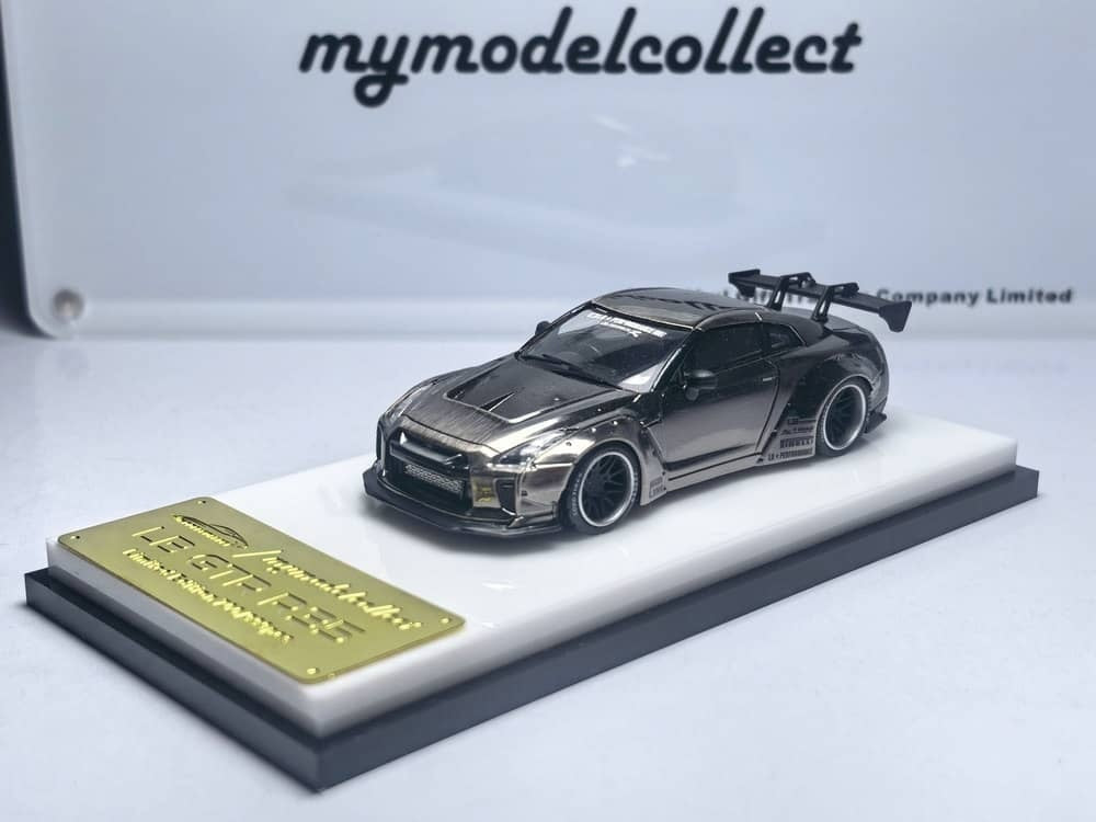 Model Collect MC 1:64 Diecast Model GT-R R35, LB 1.5  Chrome Brushed Black Color
