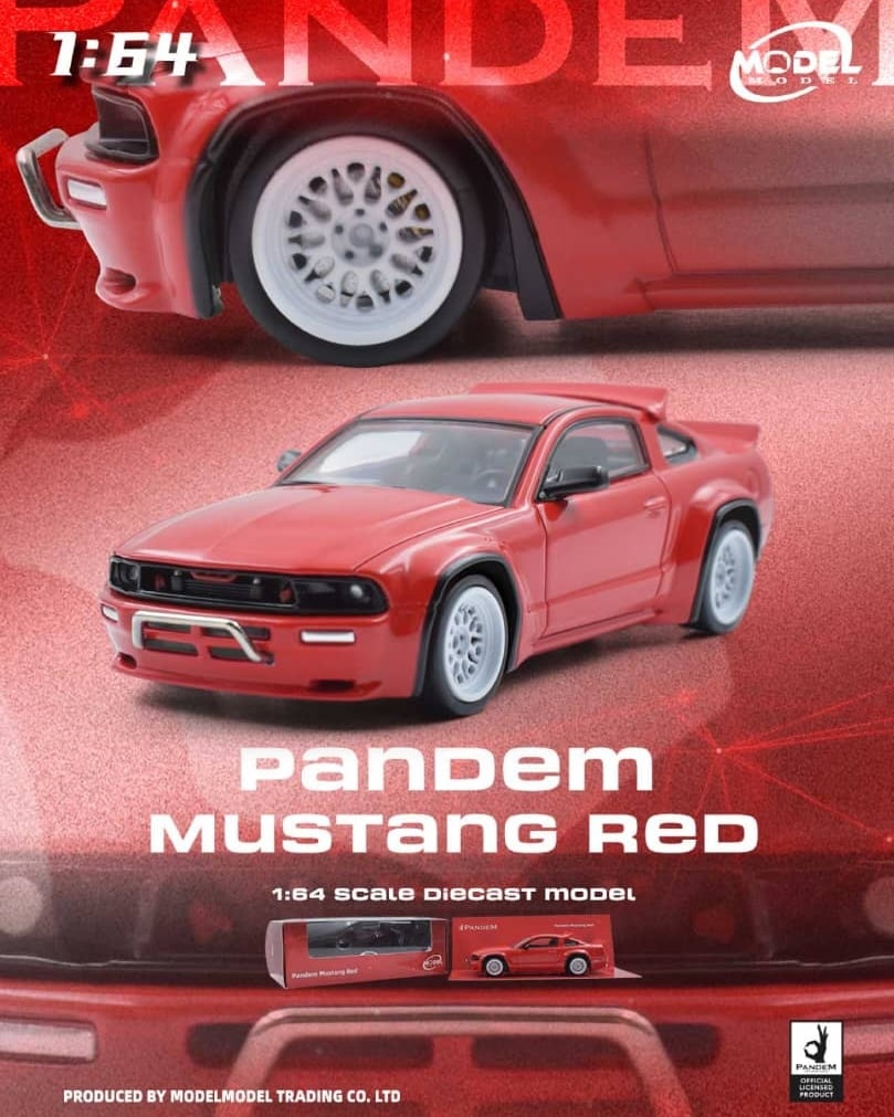 ModelModel MM 1:64 Diecast Model Pandem Licensed Product - Pandem Rocket Bunny Mustang Mk5 S197 Color: Red