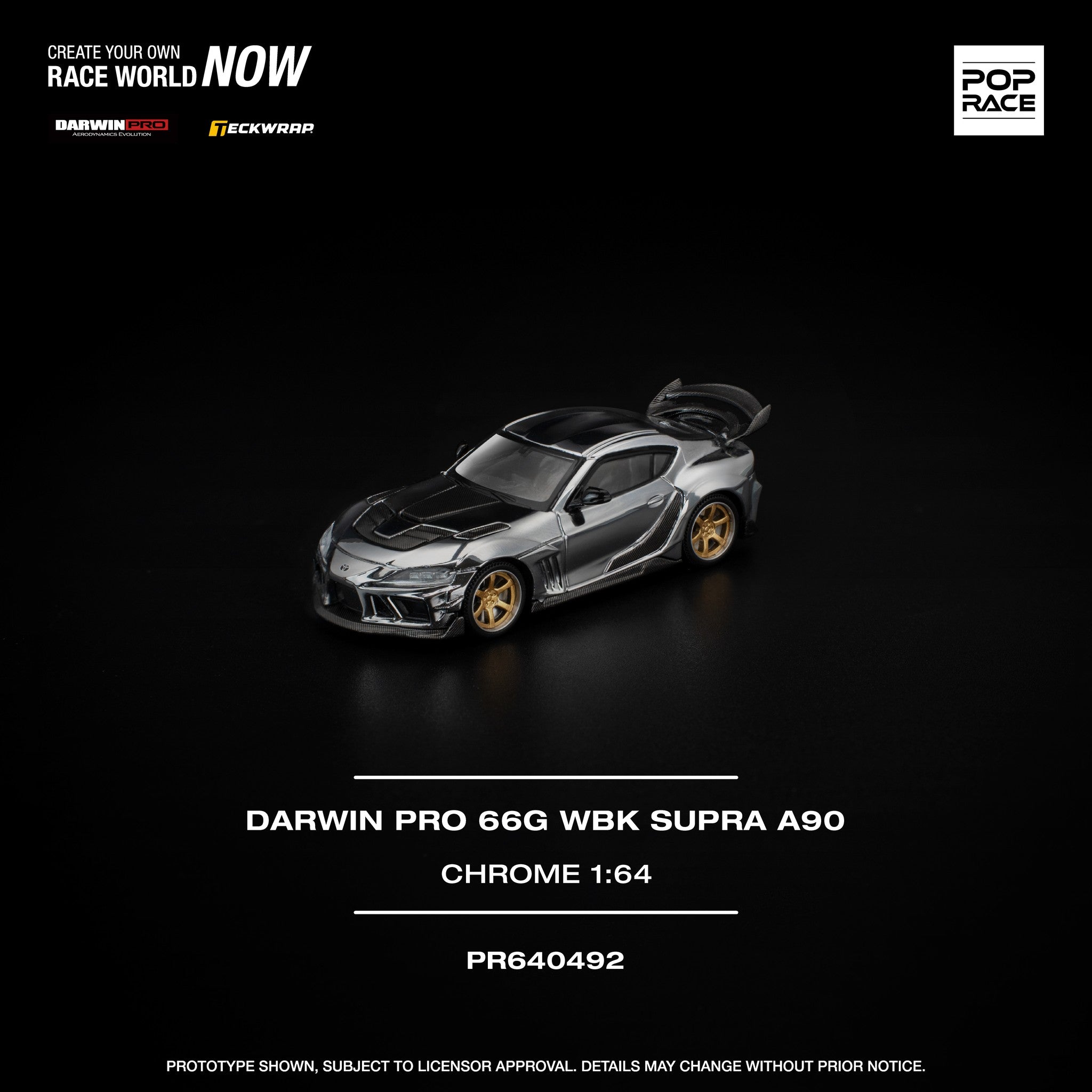 Pop Race PR640492 DARWIN PRO 66G WBK SUPRA A90 SILVER CHROME