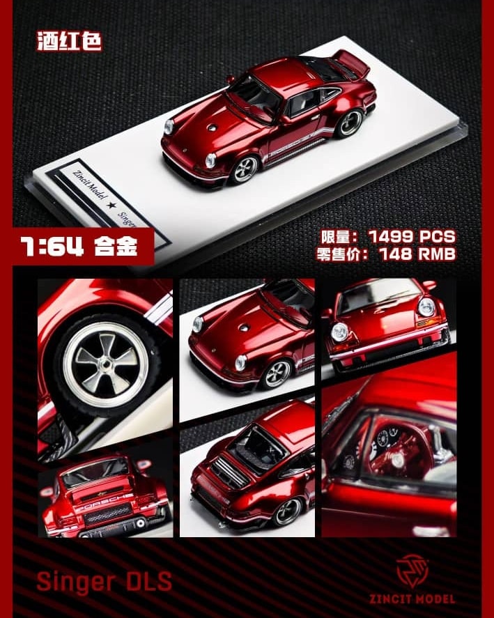 Zincit Model 1:64 Diecast Model Singer 911 964 DLS DLS Wine