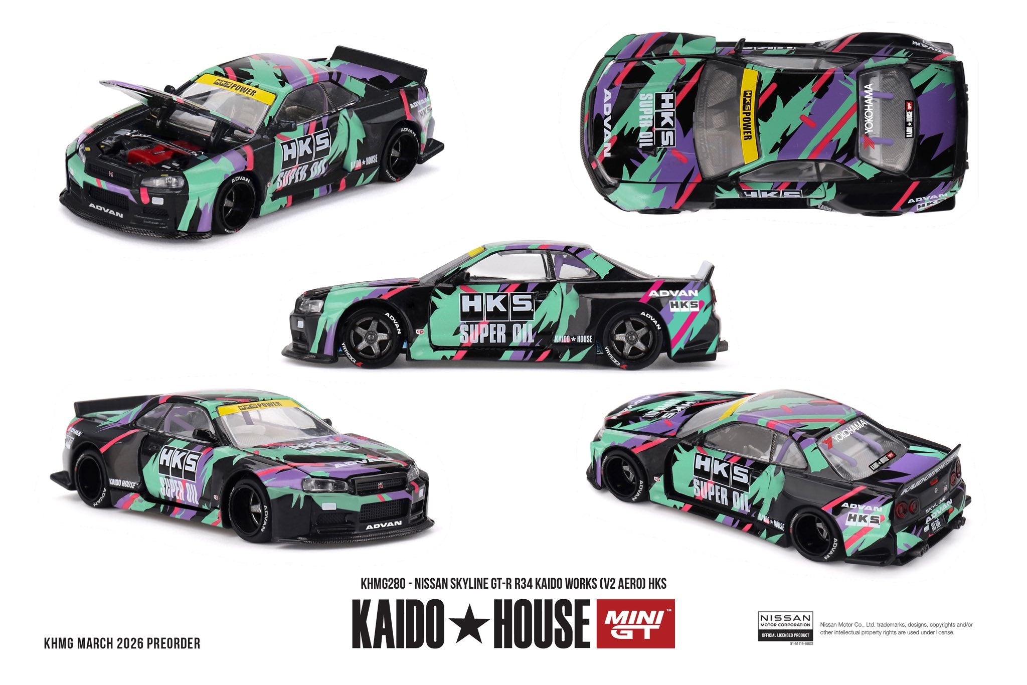 Kaidohouse KHMG280 Nissan Skyline GT-R R34 Kaido Works (V2 Aero) HKS