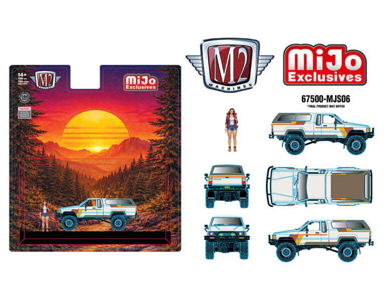 M2 Machines (Preorder) M2 Machines 1:64 Diorama Series 1985 Toyota Truck 4×4 with Camper Shell with Female Camper Figure – Mijo Exclusives