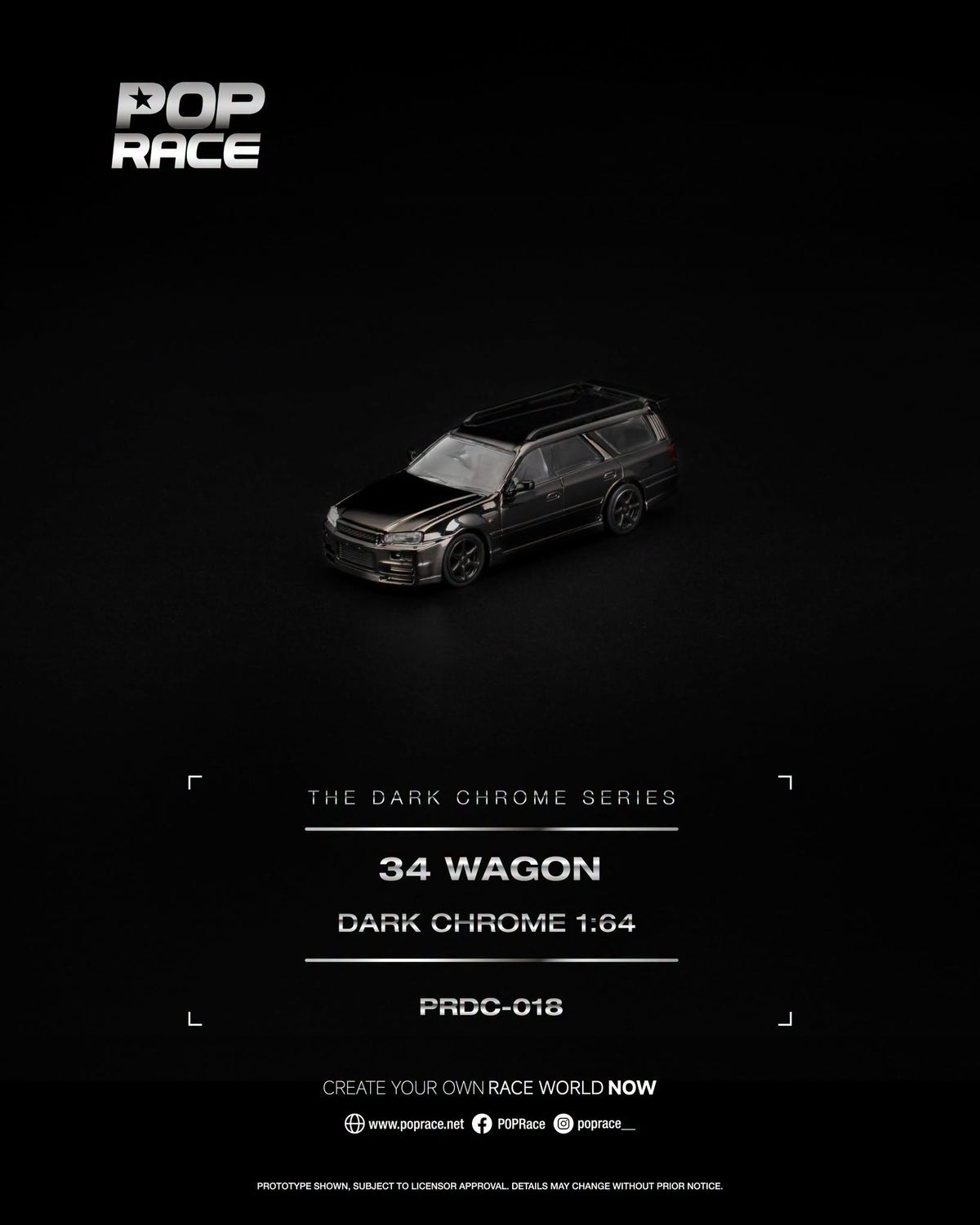 Pop Race PRDC018 R34 WAGON DARK CHROME