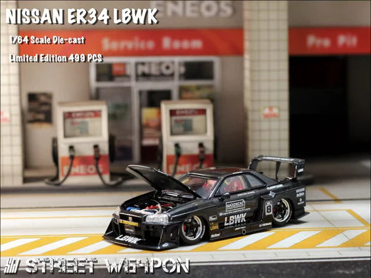 Street Weapon 1:64 NISSAN LBWK ER34 - Black Carbon