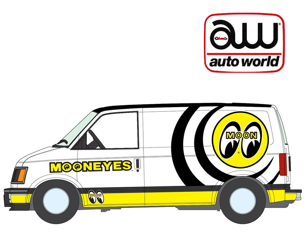 (Preorder) Auto World 1:64 2026 Premium Release 5B – 1990 GMC Safari Cargo Van Mooneyes – White
