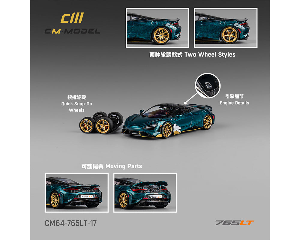 (Preorder) CM Model 1:64 McLaren 765LT – Metallic Green with Black Top