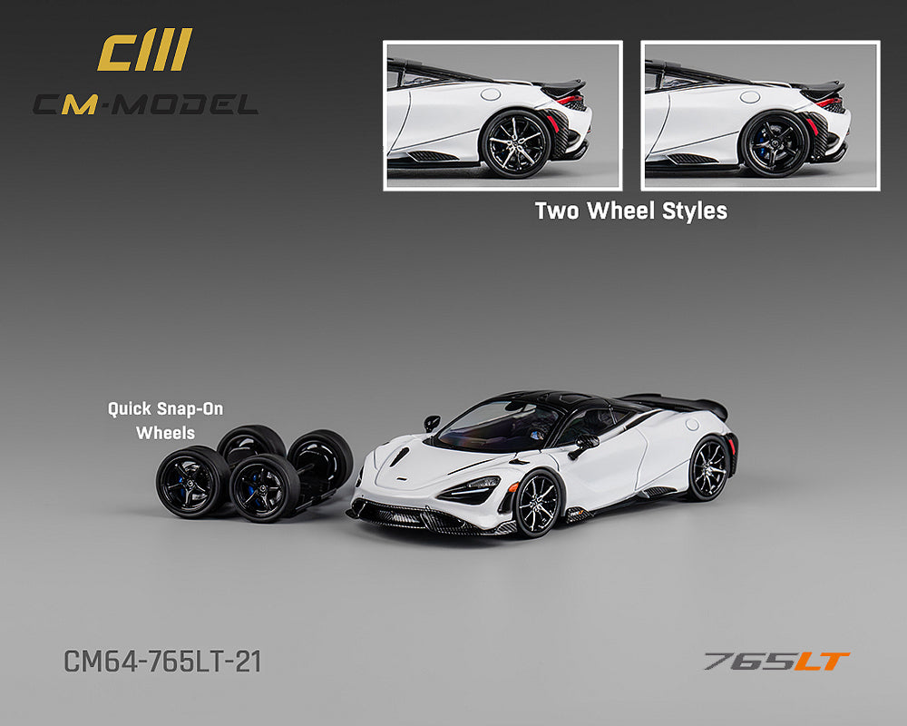 (Preorder) CM MODEL 1:64 McLaren 765LT – White with Carbon – Limited Edition
