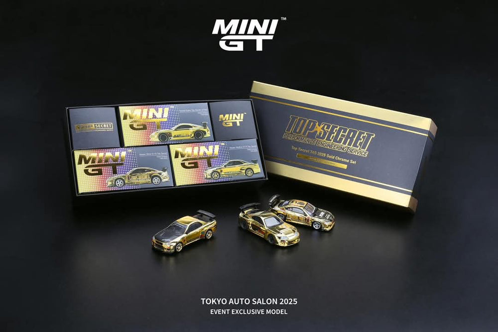 2025 Mini GT Tokyo Salon Gold Chrome Set