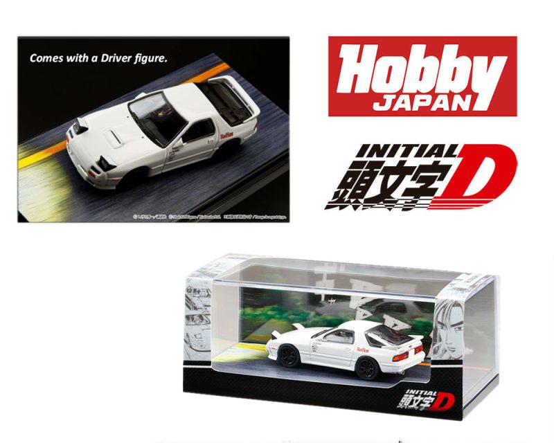 Hobby Japan 1:64 Mazda RX-7 (FC3S) / INITIAL D vs Kyoichi Sudo with Ryosuke Takahashi Figure Inside the car