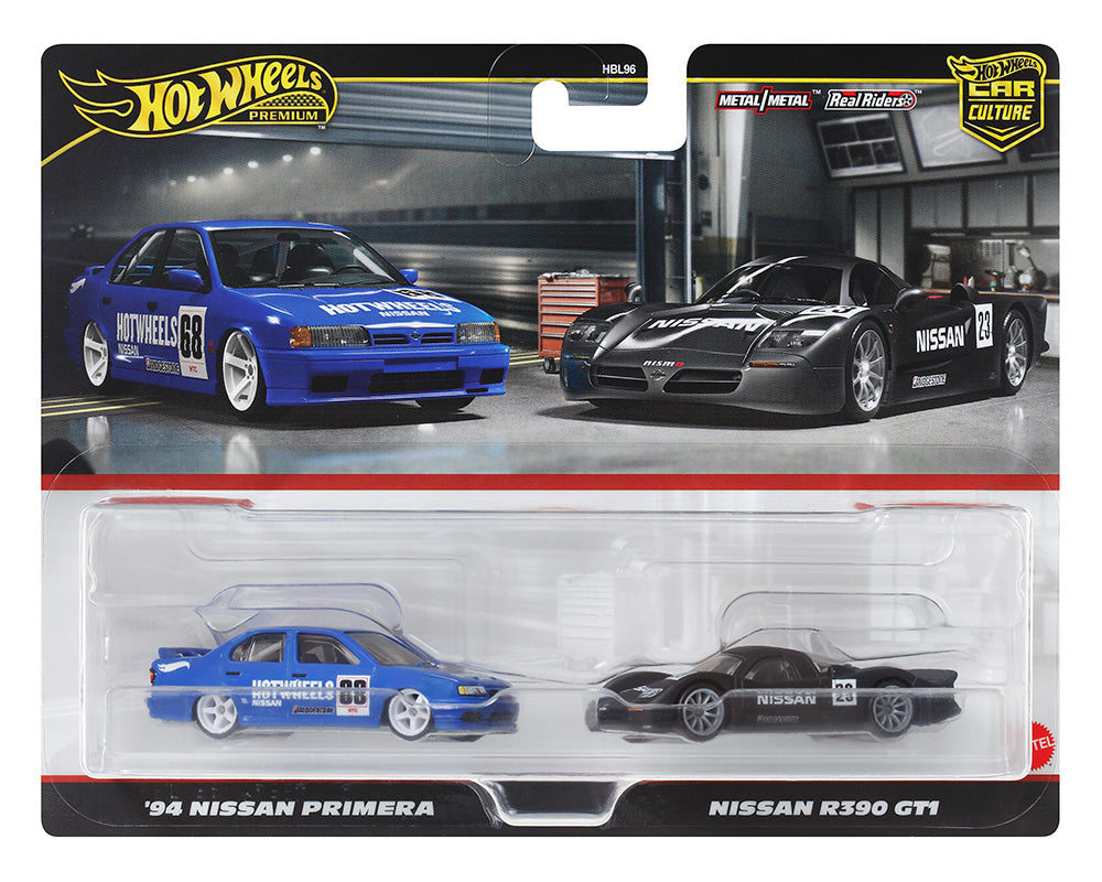 Hot Wheels 1:64 Car Culture Premium 2 Cars Set ’94 Nissan Primera & Nissan R390 GT1