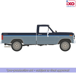 IXO 1981 Ford F-150 Custom Explorer Short Bed Styleside 4x2 - Tu-Tone Midnight Blue Metallic and Medium Blue Glow