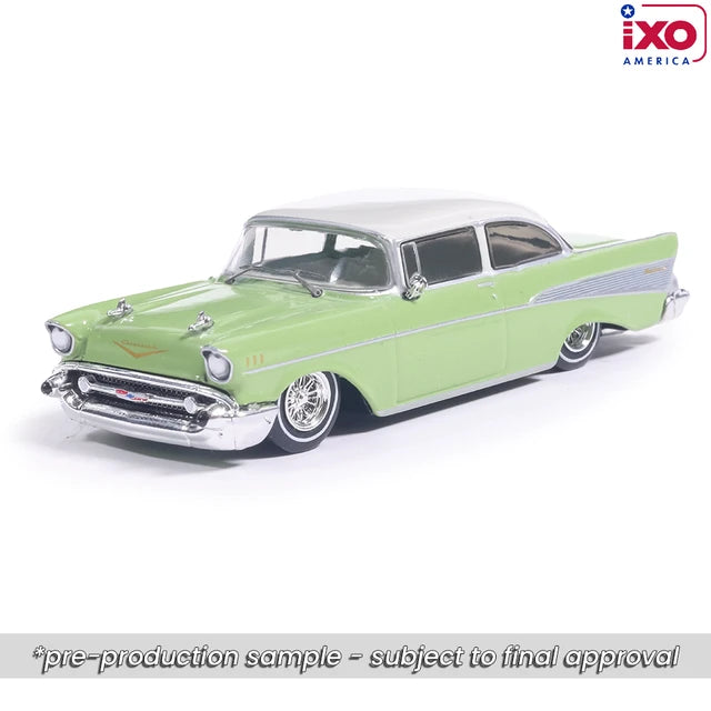 (Preorder) IXO Model 1:64 1957 Chevrolet Bel Air - Laurel Green Lowrider