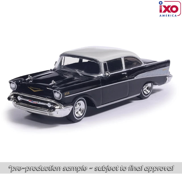 (Preorder) IXO Model 1:64 1957 Chevrolet Bel Air - Onyx Black & Imperial White