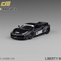 (Preorder) CM Model 1:64 LBWK Liberty Walk F488 Widebody Indonesia Exclusive – Matted Black with Carbon – Limited Edition