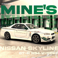 INNO64 1:64 NISSAN SKYLINE GT￾R (R34) V-SPEC Tuned by MINE'S