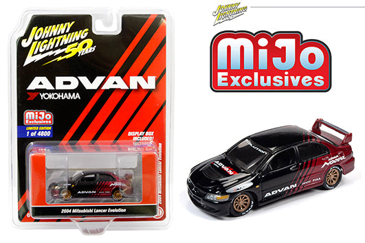 Johnny Lightning 50th Anniversary 1:64 MiJo Exclusives – 2004 Mitsubishi Lancer Evolution Advan Yokohama (Black/Red)