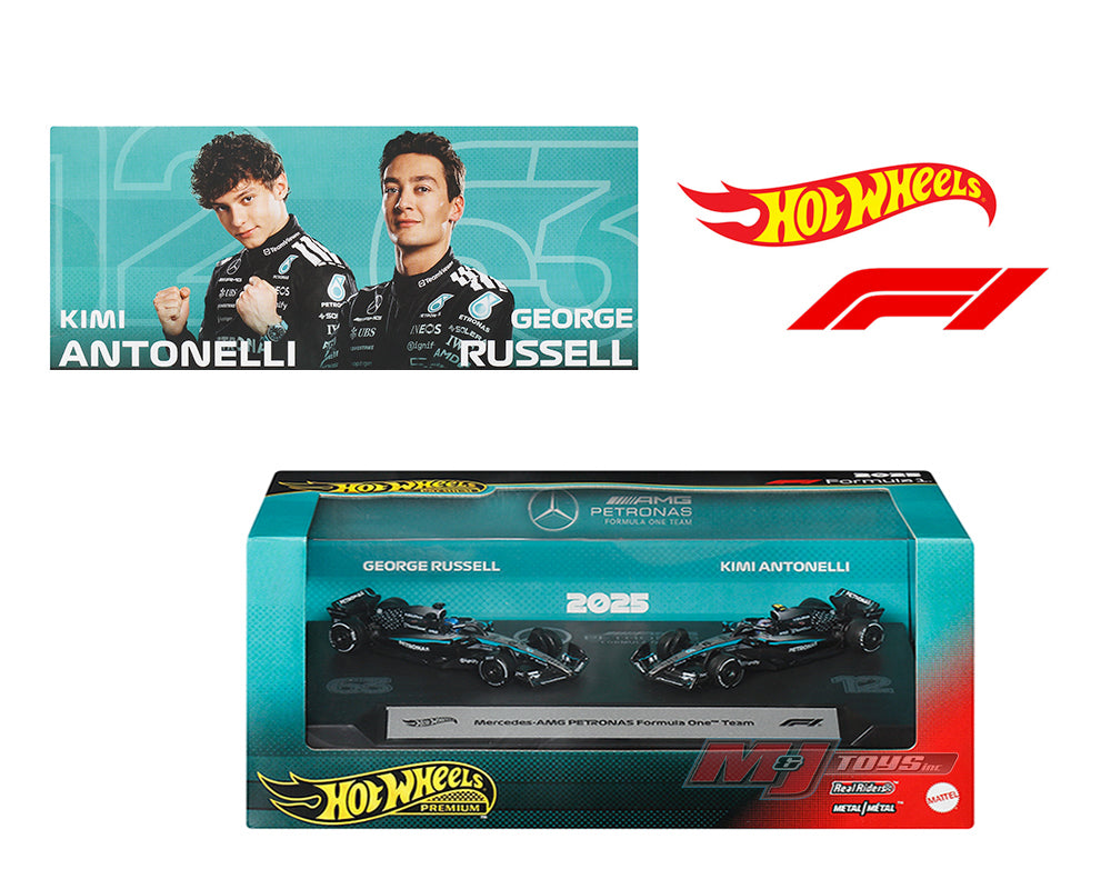 (Preorder) Hot Wheels 1:64 F1 2-Pack 2025 Racing Premium Team Mercedes-AMG George Russel #63 / Kimi Antonelli #12