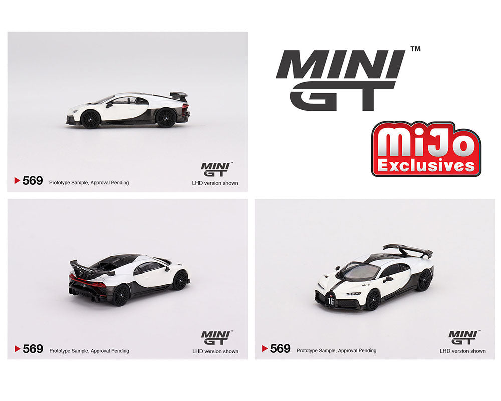 Mini GT 1:64 Bugatti Chiron Pur Sport  – White – Mijo Exclusives