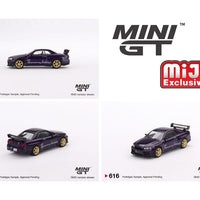 Mini GT 1:64 Nissan Skyline GT-R (R34) Tommykaira R-z – Midnight Purple- Mijo Exclusives