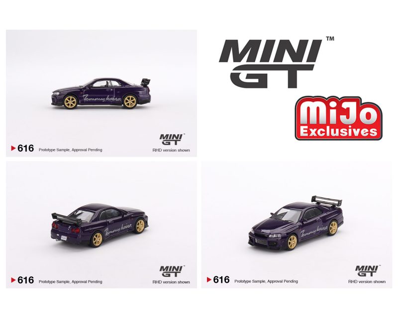 Mini GT 1:64 Nissan Skyline GT-R (R34) Tommykaira R-z – Midnight Purple- Mijo Exclusives