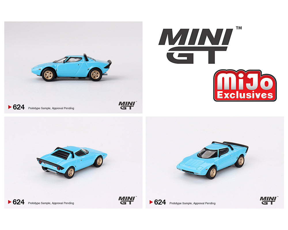 Mini GT 1:64 Lancia Stratos HF Stradale Azzuro Chiaro- Mijo Exclusives